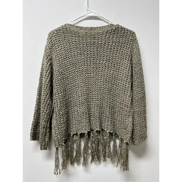 Altar’d State NWT $70 Women’s Loose Knit Fringe Sweater Olive Green Size XS - Picture 5 of 6